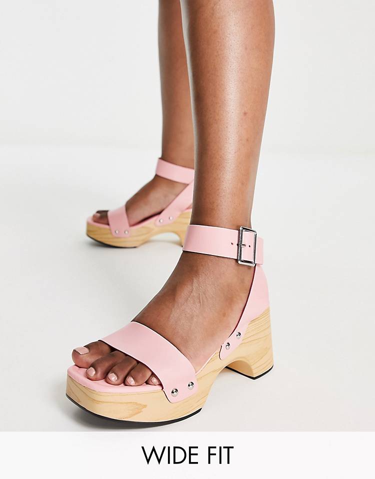 Glamorous Wide Fit summer clog sandals in pink